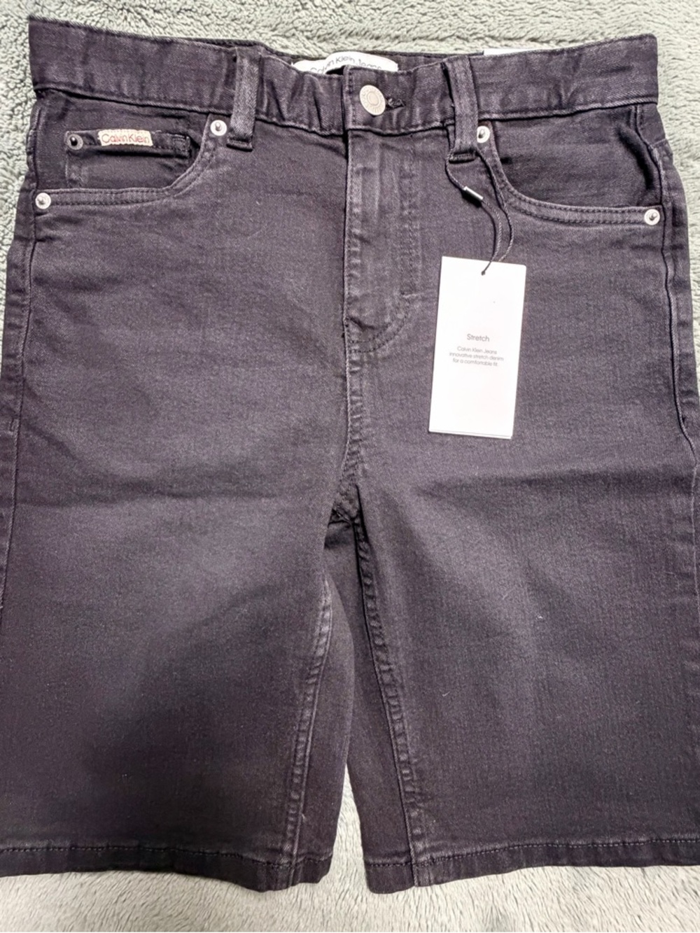 Calvin Klein Jeans unisex Bermuda Denim Shorts Size 14 Asphalt